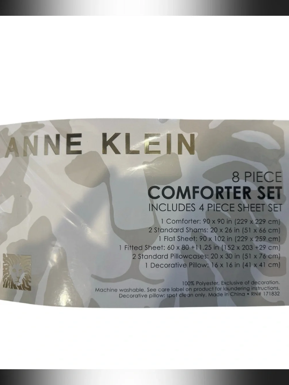 Anne Klein Gray and Cream Textured 8-Piece Comforter Set Reversible - Ships Free